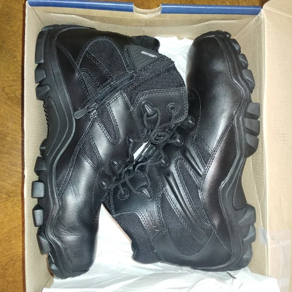 NEW!! Mens Bates Delta 6 Size 12 Black Ankle Height Zipper Zip Tab Cover Lace Up - Picture 7 of 8